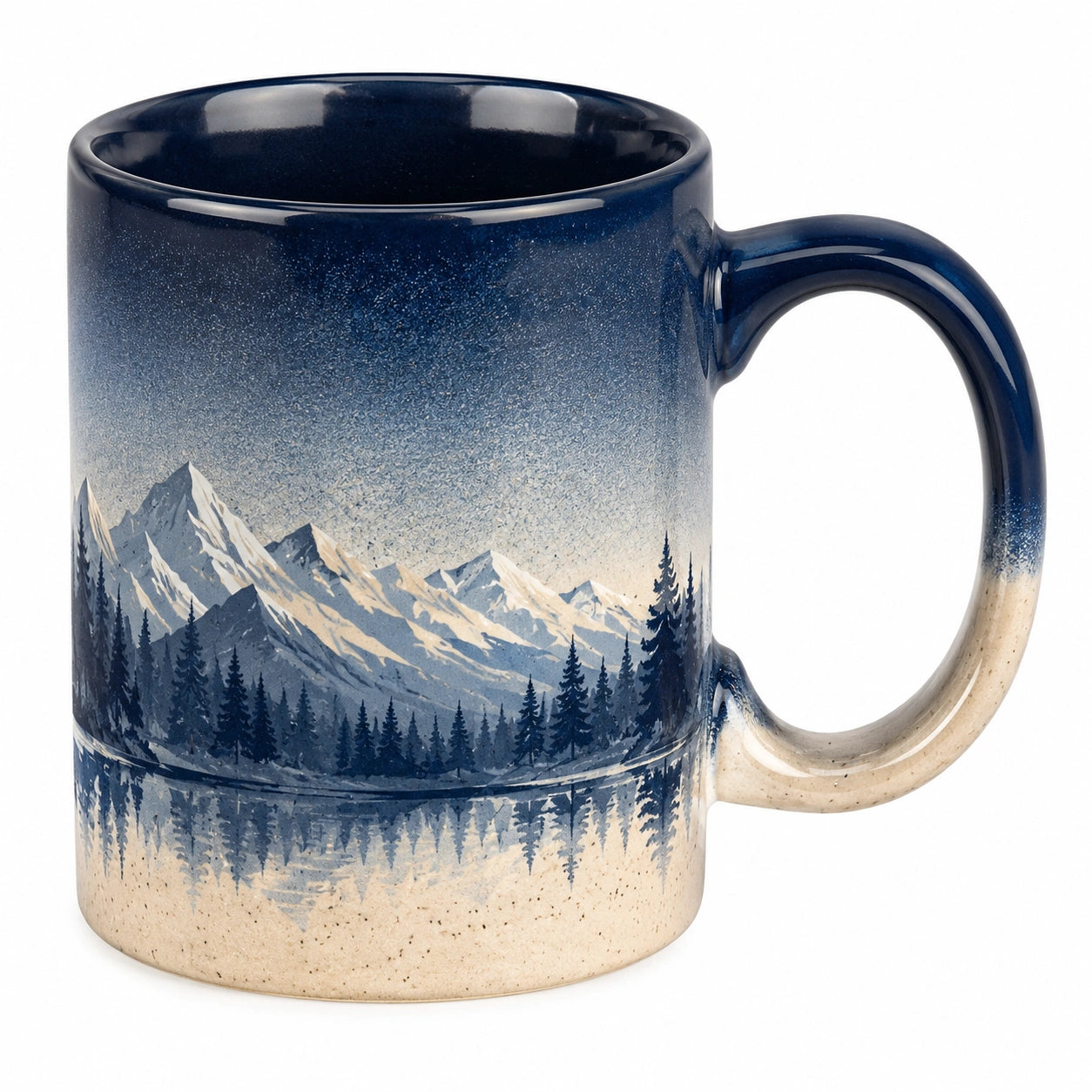 Keramiktasse mit Berglandschaft-Druck 350ml Blau