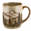 Keramiktasse mit Bergrelief 300ml für Naturliebhaber - Braun/Grün
