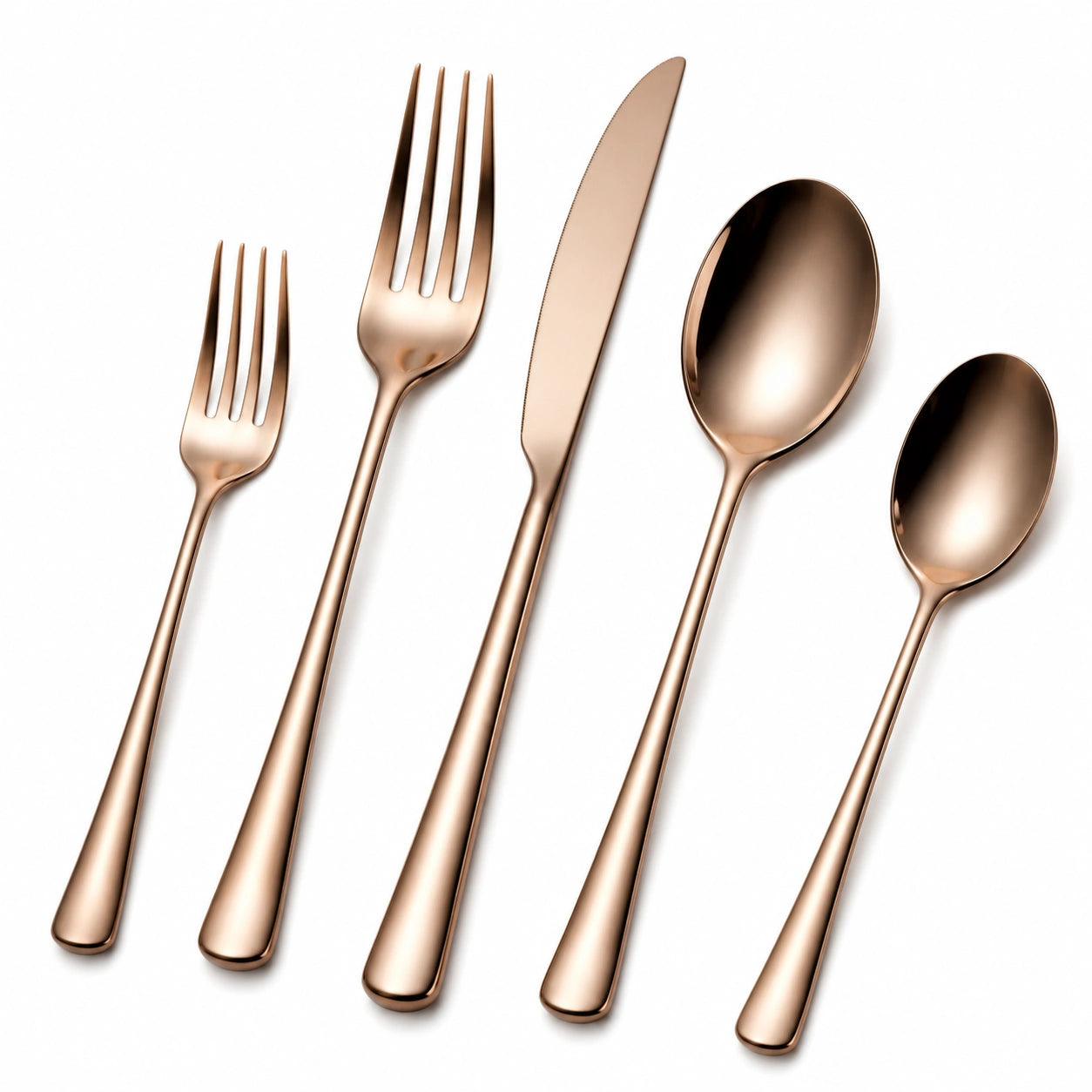 5-teiliges Besteckset Roségold glänzend