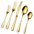 Luxuriöses goldfarbenes Besteckset mit gehämmerter Oberfläche