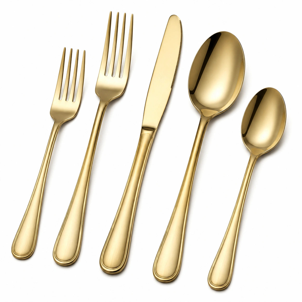 Elegantes Besteckset, 5-teilig, Gold