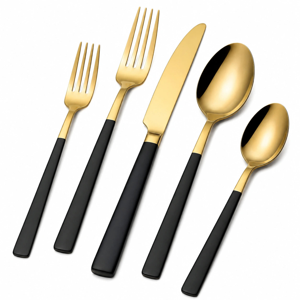 5-teiliges Besteckset Gold Schwarz