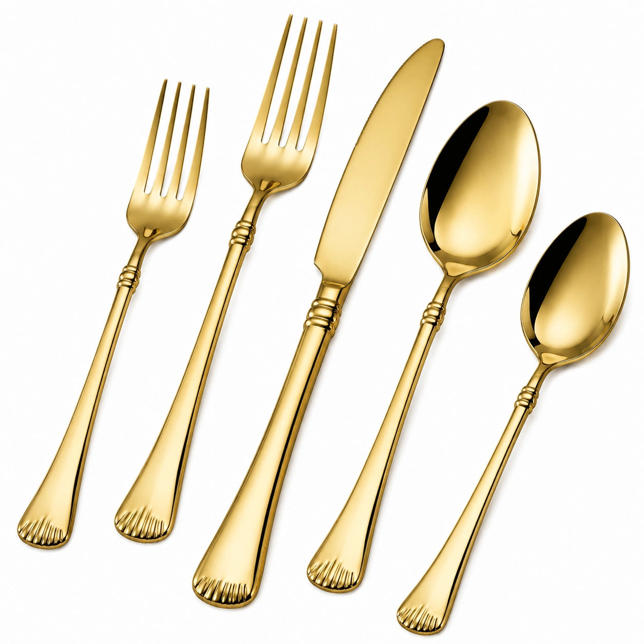 5-teiliges Besteckset Gold Glänzend