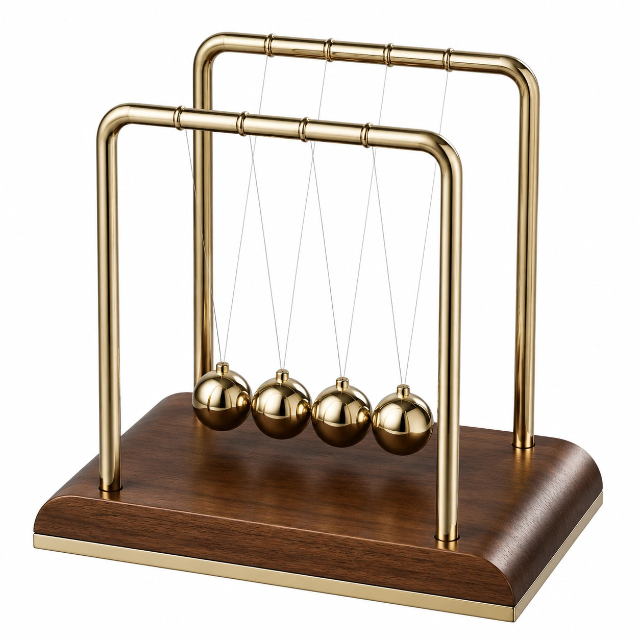 Newtons Pendel Gold mit Holzsockel