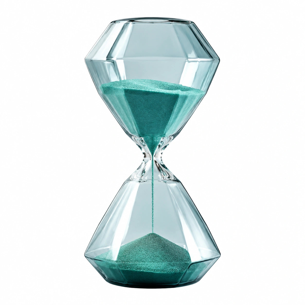 Geometrische Sanduhr aus Glas in Türkis, 60 Minuten
