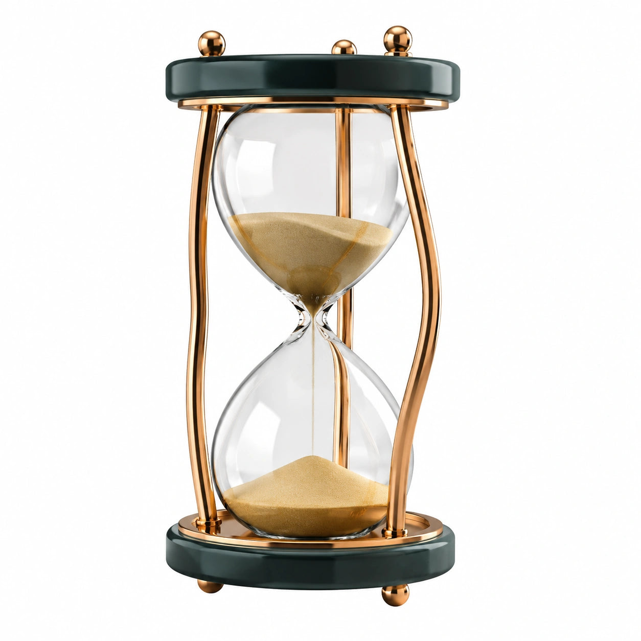 Stilvolle Sanduhr mit Roségold-Metallrahmen und Glas