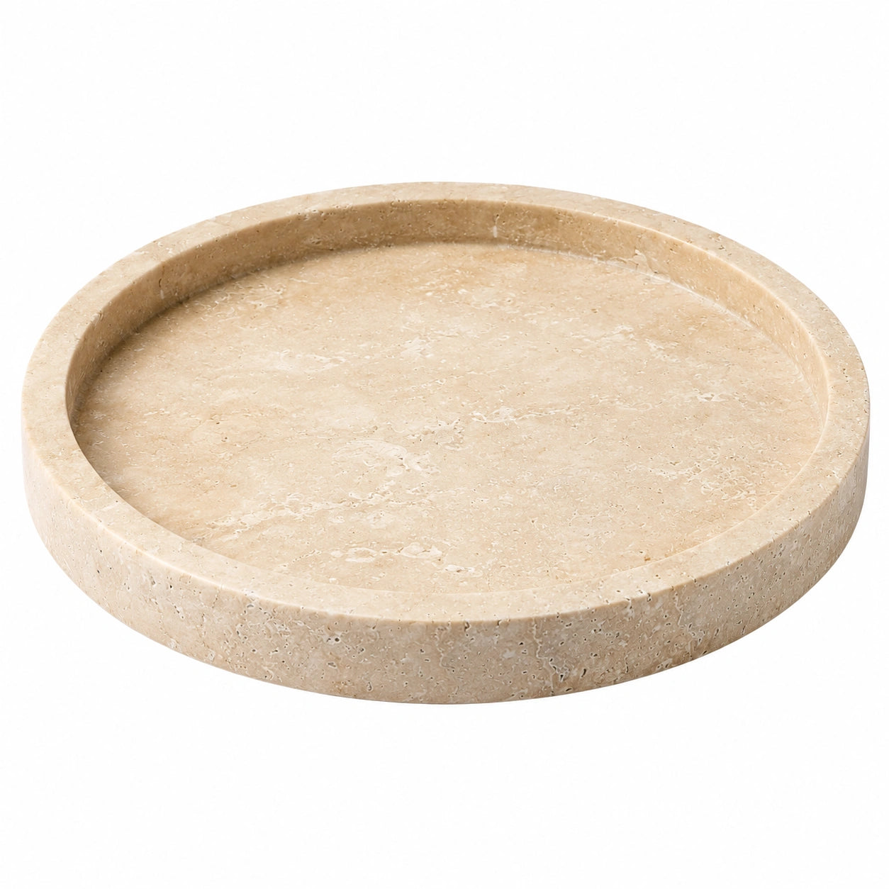 Rundes Serviertablett aus Stein Beige 30 cm