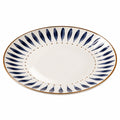 Runder Porzellanteller mit Blauem Muster und Golddetails