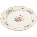 Runder Porzellanteller mit Rosenmuster, Weiß/Gold/Rosa/Grün