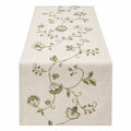 Eleganter bestickter Tischläufer mit floralem Muster in Beige-Grün, 180x40 cm